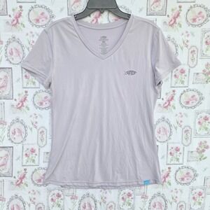 AFTCO Women's Medium Lavender V-Neck Performance Fishing T-Shirt Size Medium